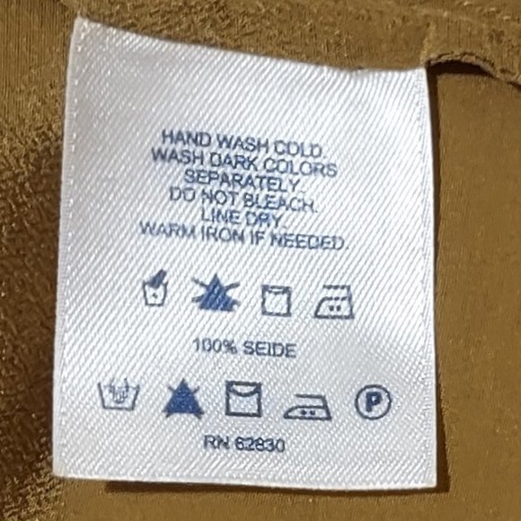 LANDS’ END OLIVE GREEN SILK POPOVER BLOUSE IN 10 p - Picture 7 of 7